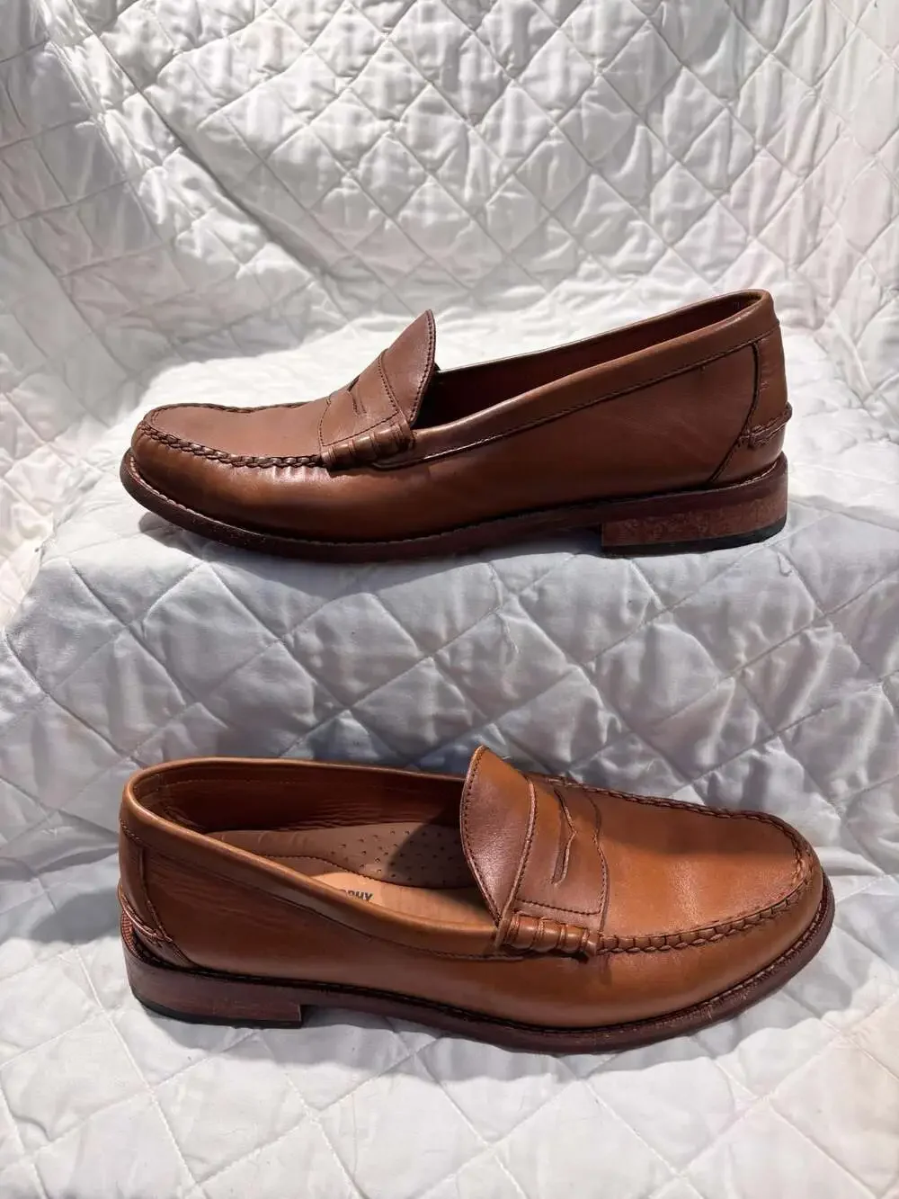 Johnston & Murphy Penny Loafers in Burnished Tan Leather